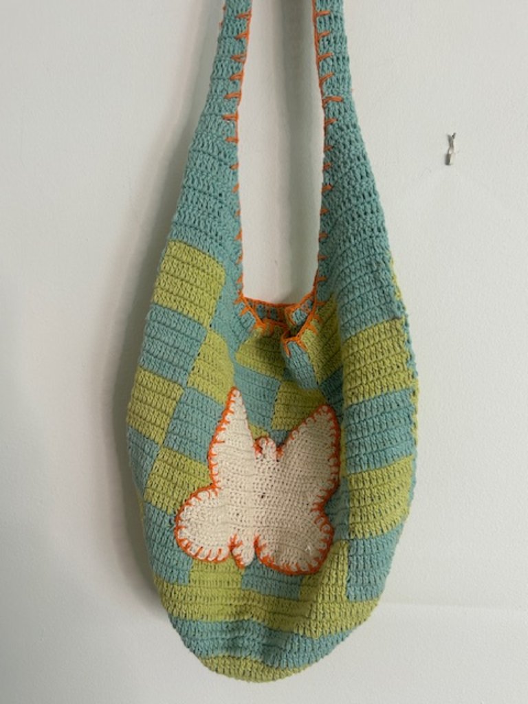 Urban Outfitters Icon Checkered Butterfly Crocheted Checkered Shoulder Bag
